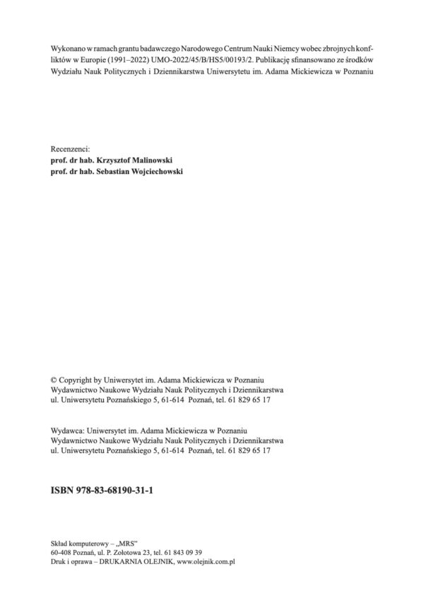 Niemcy wobec zbrojnych konfliktów regionalnych w Europie (1991-2022) - obrazek 2